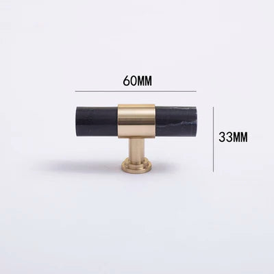 Natural Marble and Crystal T-Bar Cabinet Handles – Modern Brass Knobs and Pulls