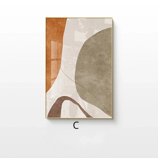 Neutral Shades Beige Brown Abstract Canvas Wall Art Unframed