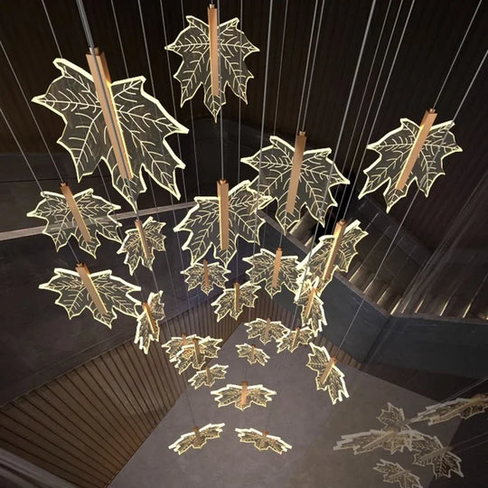 Nordic Leaf Acrylic LED Pendant Lamp – Elegant Dimmable Hanging Light