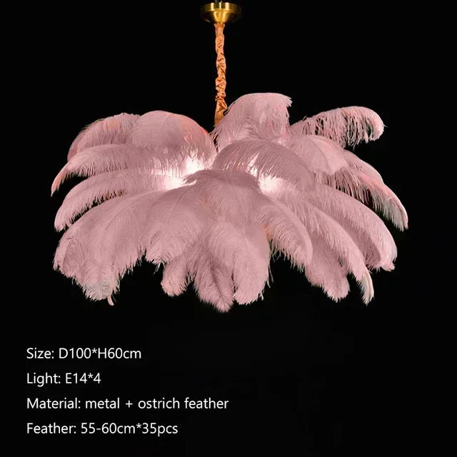 Nordic Feather Pendant Light Modern Art Chandelier for Bedroom