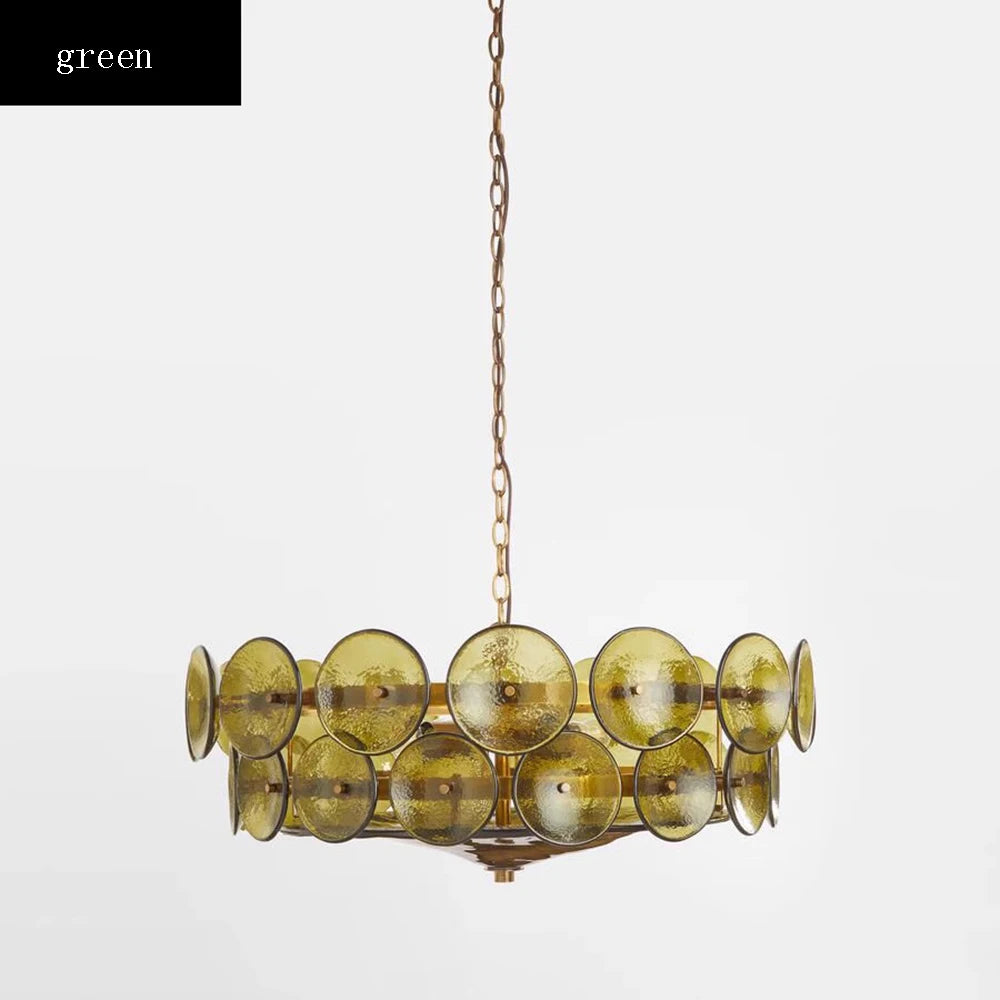 French Retro Colored Glass Pendant Light for Living & Dining Room