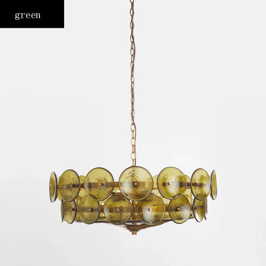 French Retro Colored Glass Pendant Light for Living & Dining Room