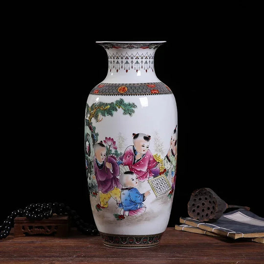 Ceramic Double Flower Decorative Vase for Living Room Table Decor