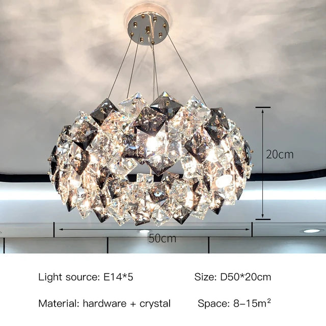 Modern Luxury Crystal Chandelier – Elegant Semi-Flush Ceiling Light