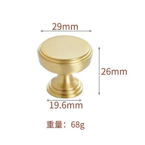 Pure Brass Cabinet Handles – Brushed Gold Single-Hole Knobs