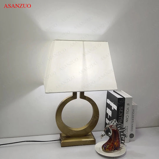 Luxury Gold Fabric Table Lamp for Living Room & Bedroom