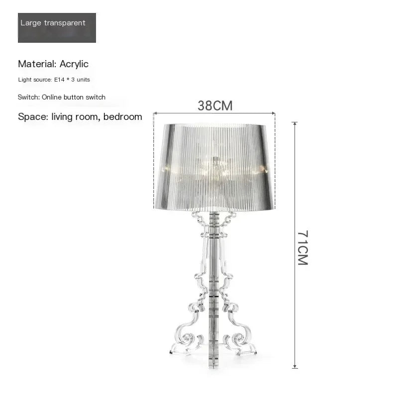 Transparent White Baroque Ghost Table Lamp for Bedroom & Living Room