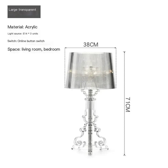 Transparent White Baroque Ghost Table Lamp for Bedroom & Living Room