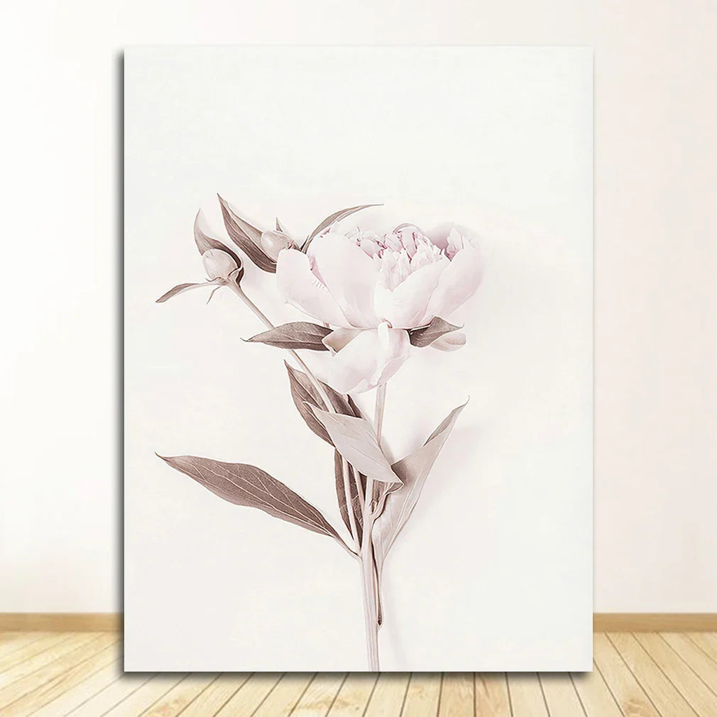 Minimalist Pink Floral Canvas Wall Art