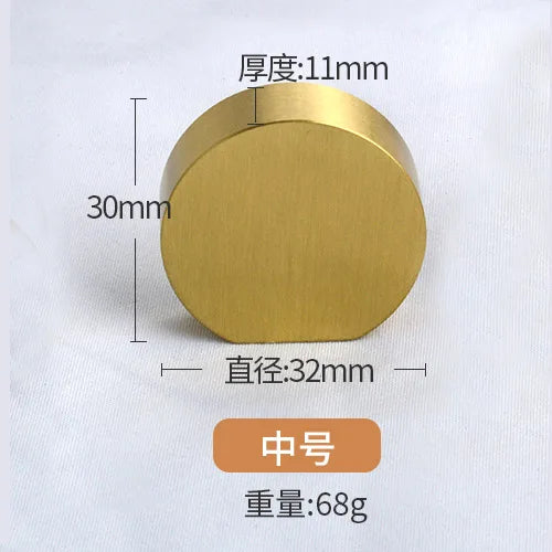 Pure Brass Cabinet Handles – Brushed Gold Single-Hole Knobs