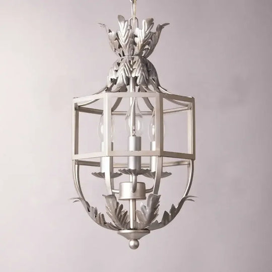 Serena Retro Metal Cage Chandelier 3-Light Pendant Dining Lamp