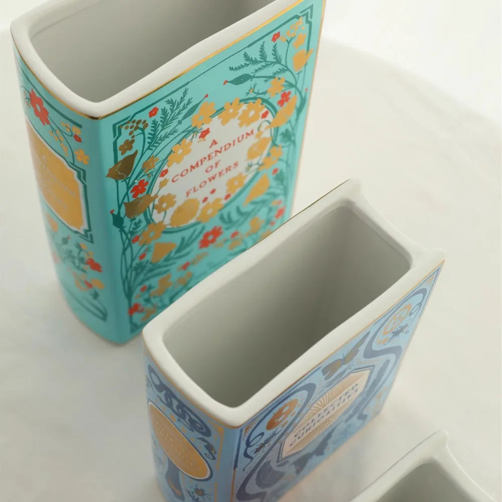 Book Shape Ceramic Decorative Vase for Tabletop Display