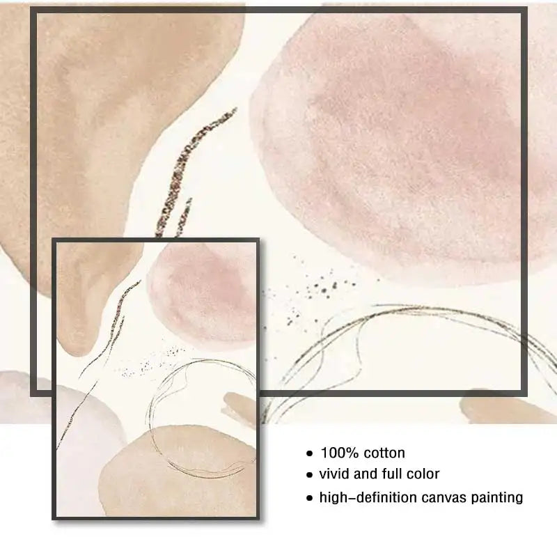 Neutral Beige Biomorphic Abstract Canvas Wall Art