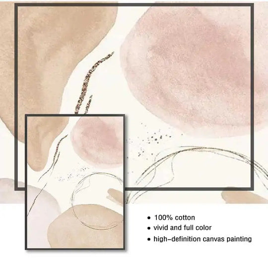 Neutral Beige Biomorphic Abstract Canvas Wall Art