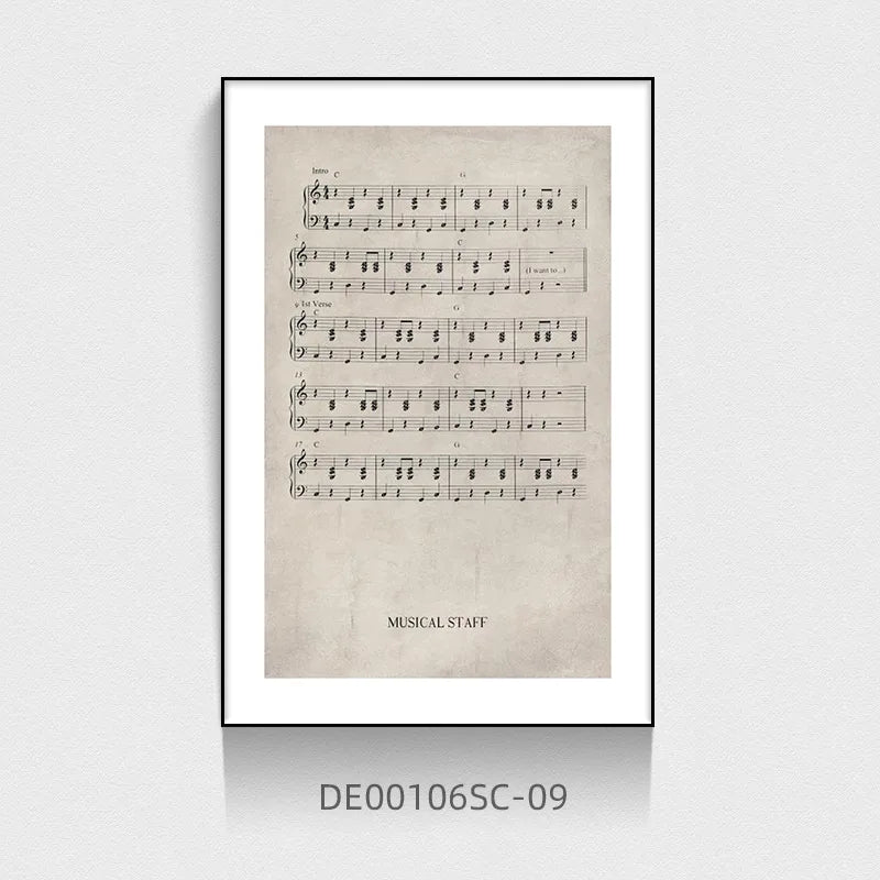 Vintage Style Woman Playing Piano Canvas Wall Art Unframed