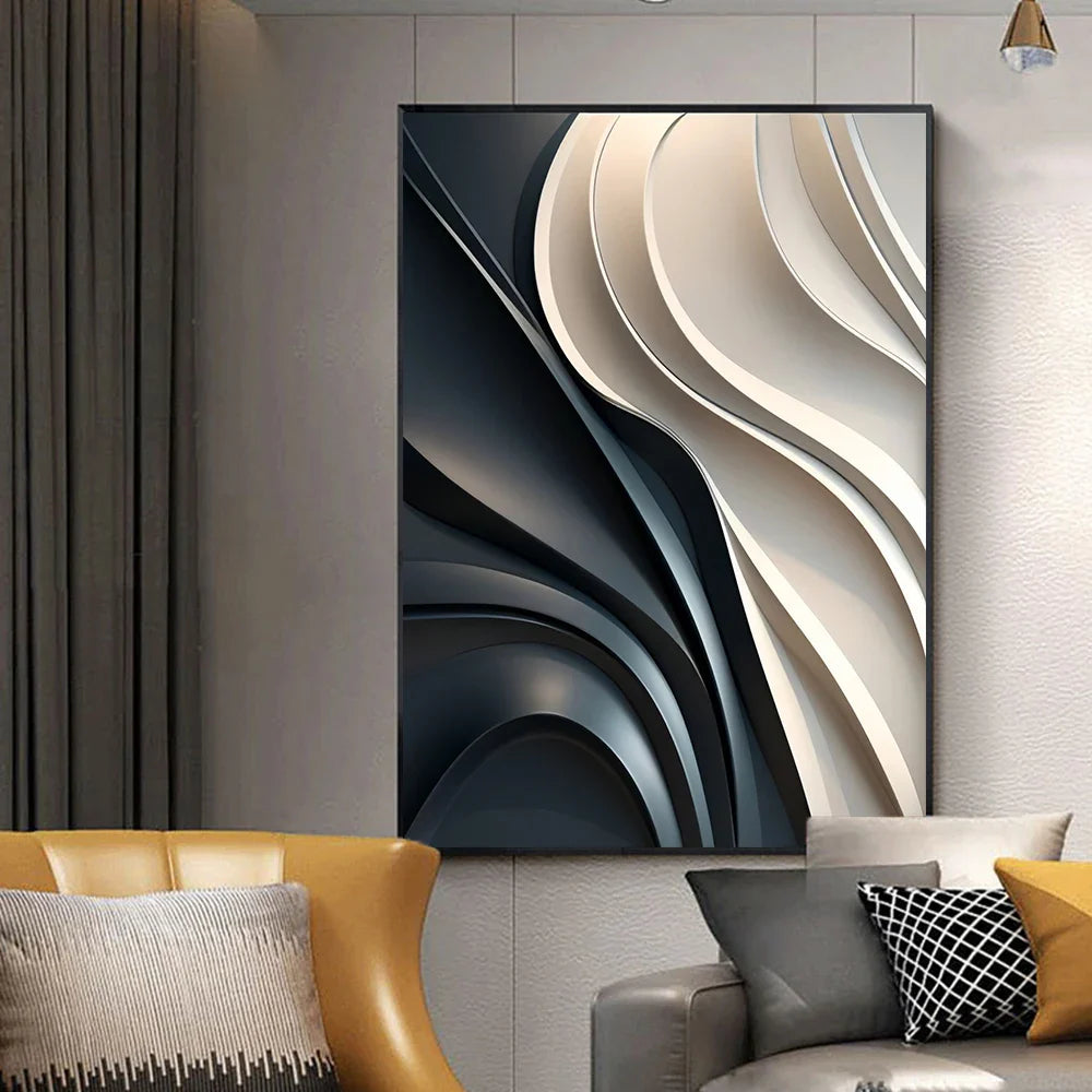 Abstract Flowing Wavy Design Canvas Wall Art