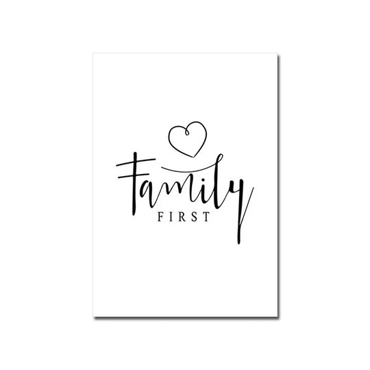 Love Family Home Quote Black White Canvas Wall Art
