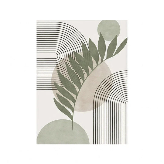 Set of 3 Abstract Geometric Botanical Canvas Wall Art