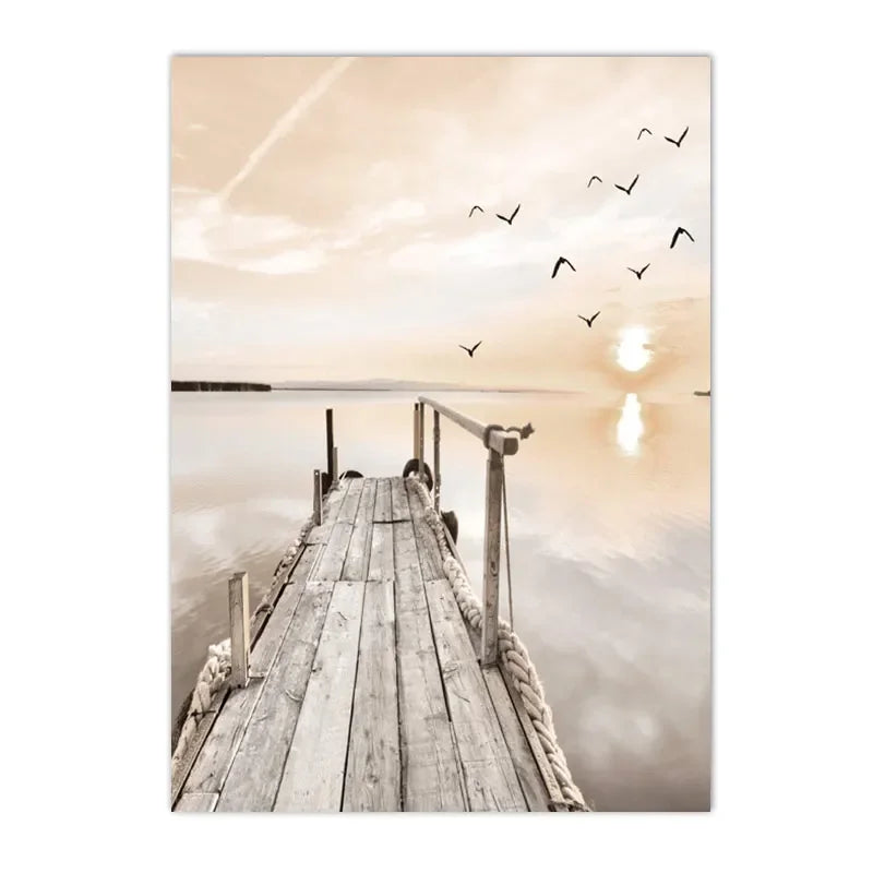 Tranquil Sunset Seascape Landscape Canvas Wall Art