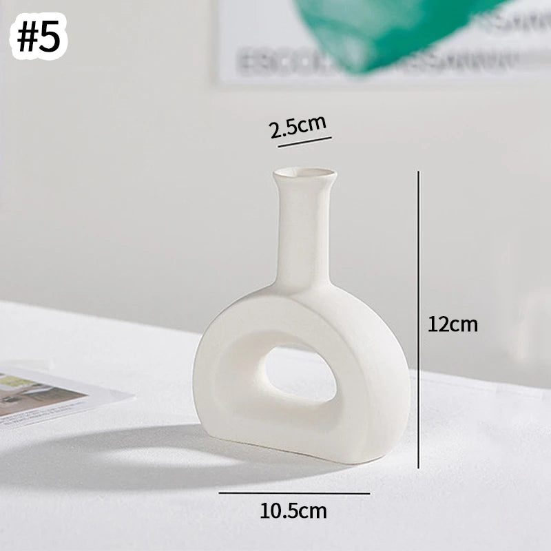 White Ceramic Vase Modern Minimalist Decorative Flower Vase