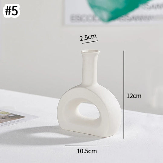 White Ceramic Vase Modern Minimalist Decorative Flower Vase