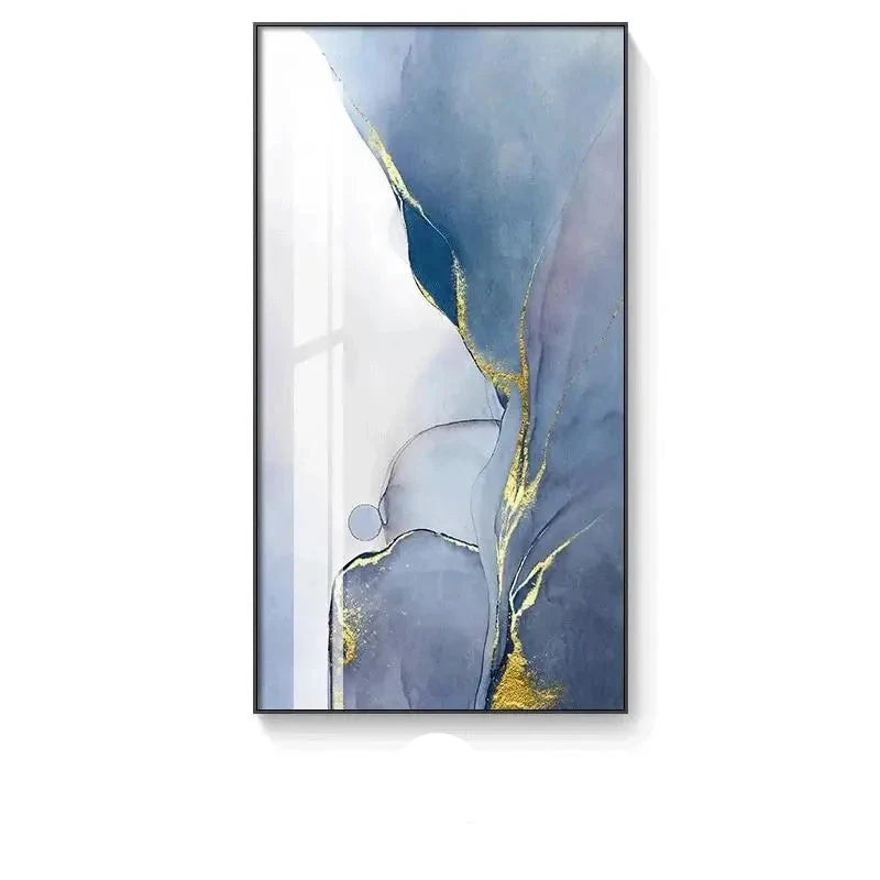Grey Golden Liquid Marble Abstract Canvas Wall Art Unframed