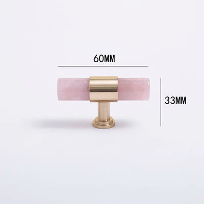 Natural Marble and Crystal T-Bar Cabinet Handles – Modern Brass Knobs and Pulls
