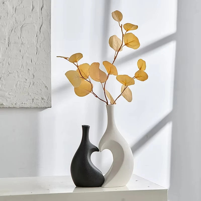 Heart Shaped Hollow Decorative Vase for Modern Tabletop Decor