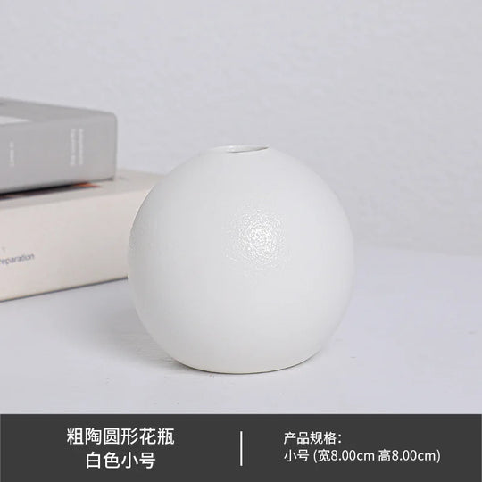 Black and White Ceramic Ball Vase for Hydroponic Flower Decor