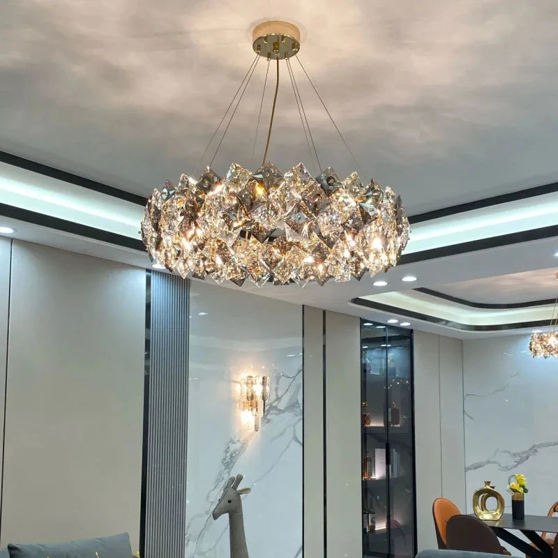 Modern Luxury Crystal Chandelier – Elegant Semi-Flush Ceiling Light