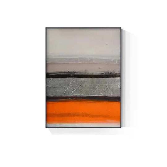 Gray Orange Industrial Abstract Canvas Wall Art
