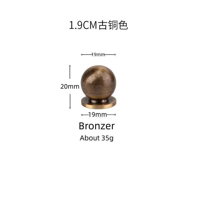 Solid Brass Ball Cabinet Knobs – Vintage Single-Hole Handles