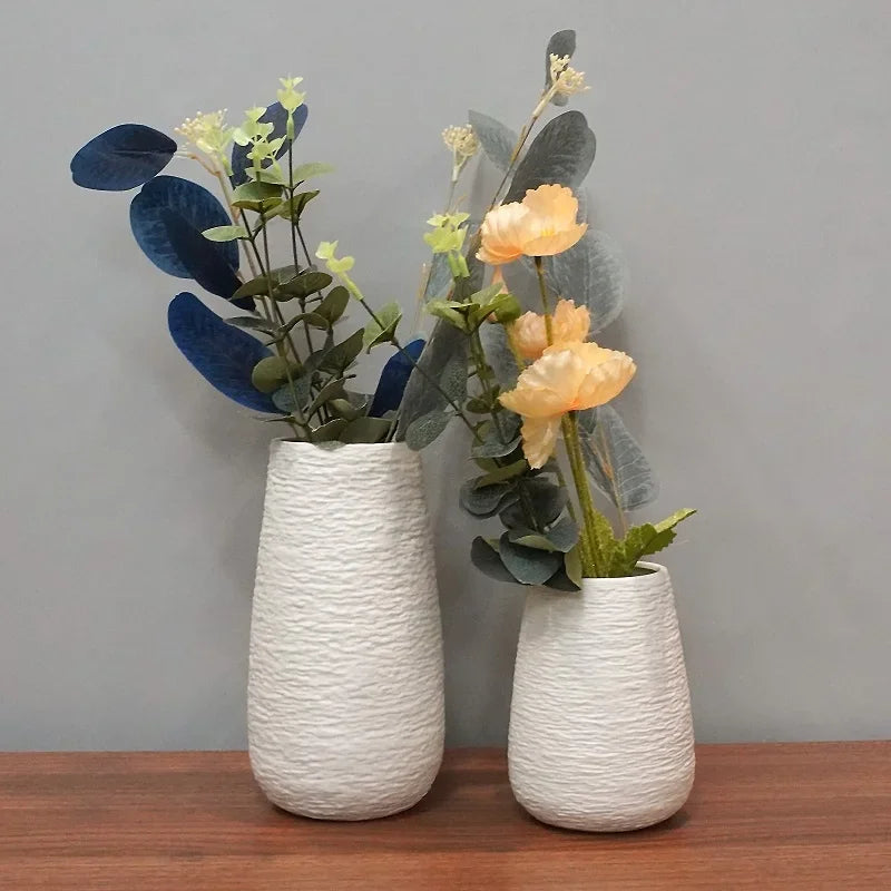 White Ceramic Decorative Vase for Desktop and Shelf Home Decor