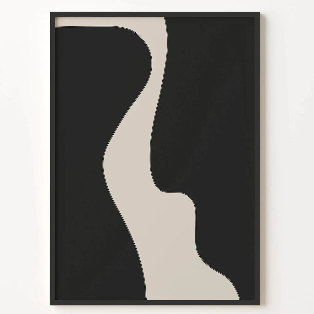 Minimal Black White Abstract Canvas Wall Art