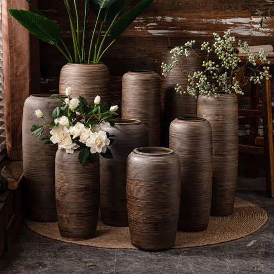 Large Floor Standing Ceramic Vase for Living Room and Courtyard Decor
