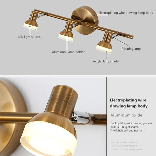 Modern LED Wall Light Multi-Head Mirror Lamp for Bathroom & Bedroom