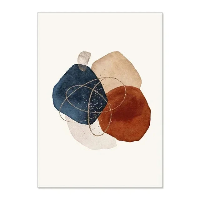 Nordic Abstract Biomorphic Geometric Canvas Wall Art