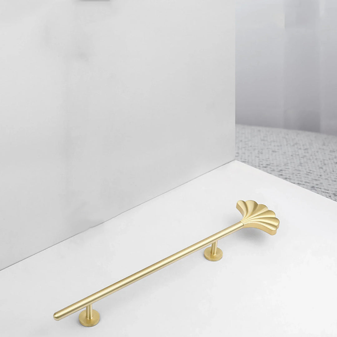 Solid Brass Ginkgo Leaf Handle – Elegant Gold Furniture Knob for Cabinets, Wardrobes, and Cupboards