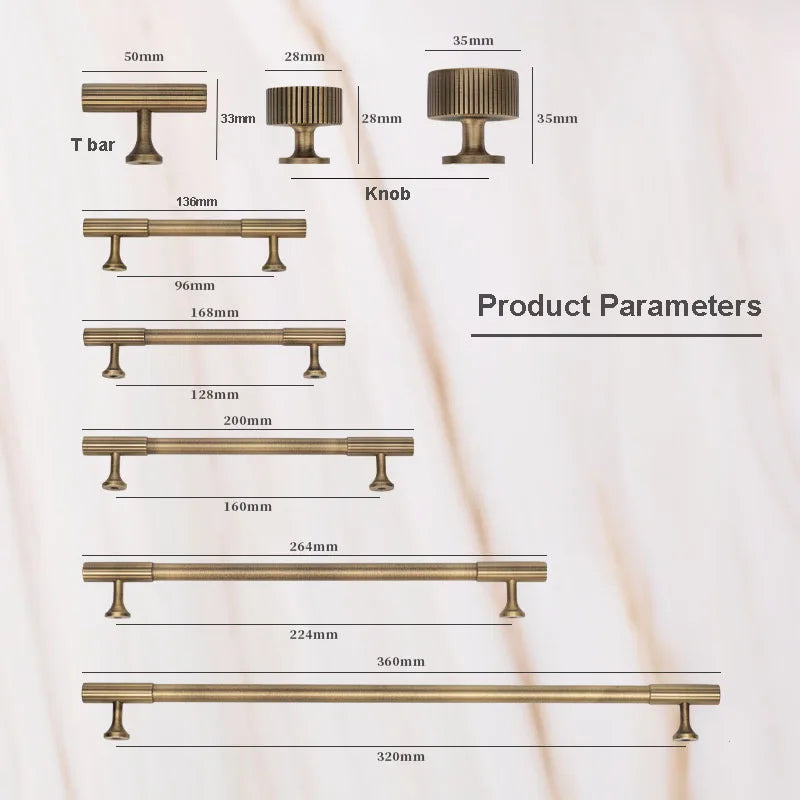 Solid Brass Vertical Linear Cabinet Knobs – Modern Drawer Pulls for Furniture