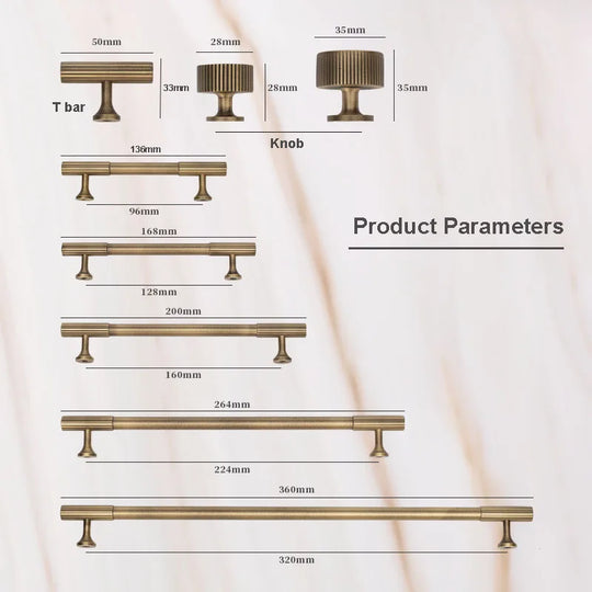 Solid Brass Vertical Linear Cabinet Knobs – Modern Drawer Pulls for Furniture
