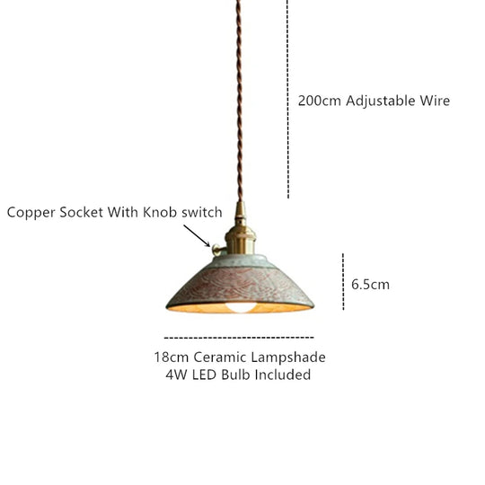 Hand-Painted Ceramic Pendant Light for Dining & Living Room