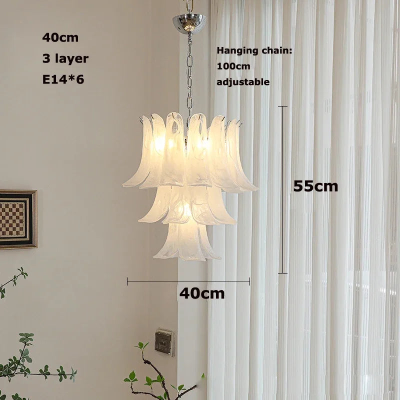 French Style Artistic Glass Pendant Chandelier – High-End Retro Staircase Light