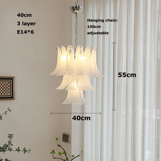 French Style Artistic Glass Pendant Chandelier – High-End Retro Staircase Light
