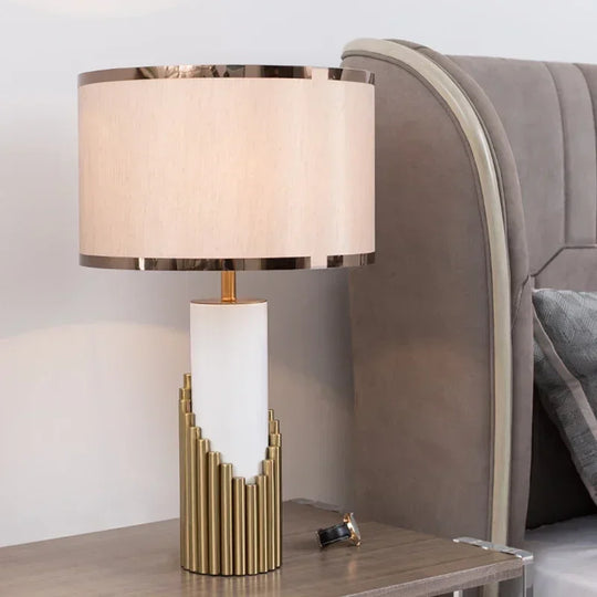 Nordic Luxury Marble Table Lamp with Fabric Shade