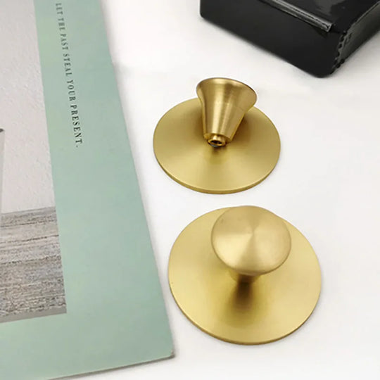 Single Hole Brass Knobs with Round Mat – Gold Cabinet & Drawer Pulls