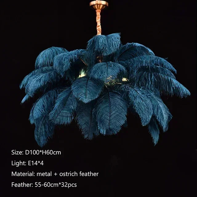 Nordic Feather Pendant Light Modern Art Chandelier for Bedroom