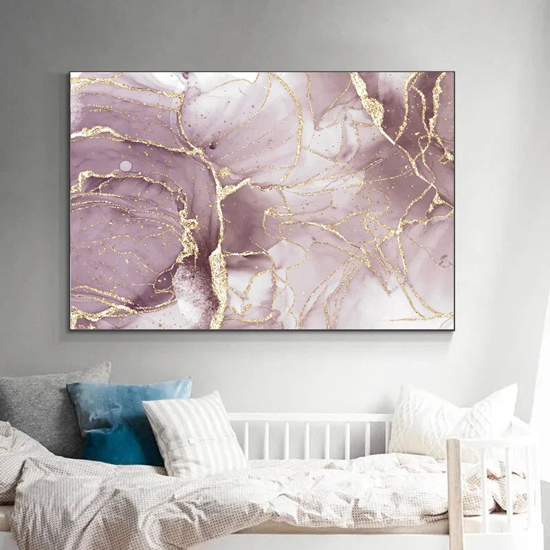 Purple Mauve Liquid Marble Abstract Canvas Wall Art