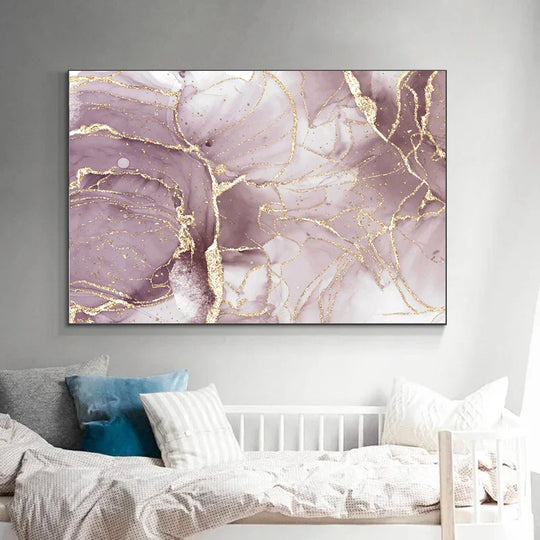Purple Mauve Liquid Marble Abstract Canvas Wall Art