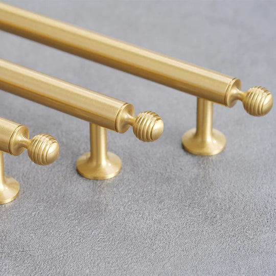 Satin Brushed Gold Brass Cabinet Handles – French-Style Pulls and Knobs for Furniture