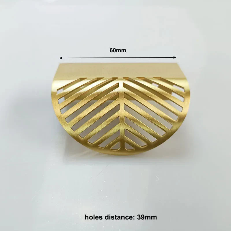 Leaf Shape Brass Handles – Modern Hidden Knobs for Furniture